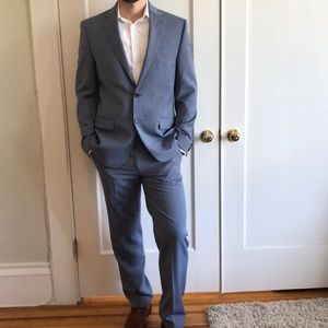 Ralph Lauren Mens Light Blue 100% Wool 40R Suit